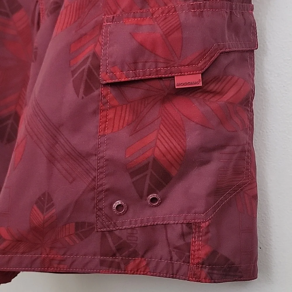 Mossimo Red & Wine Hawaiian Print Shorts 38 - Picture 4 of 13